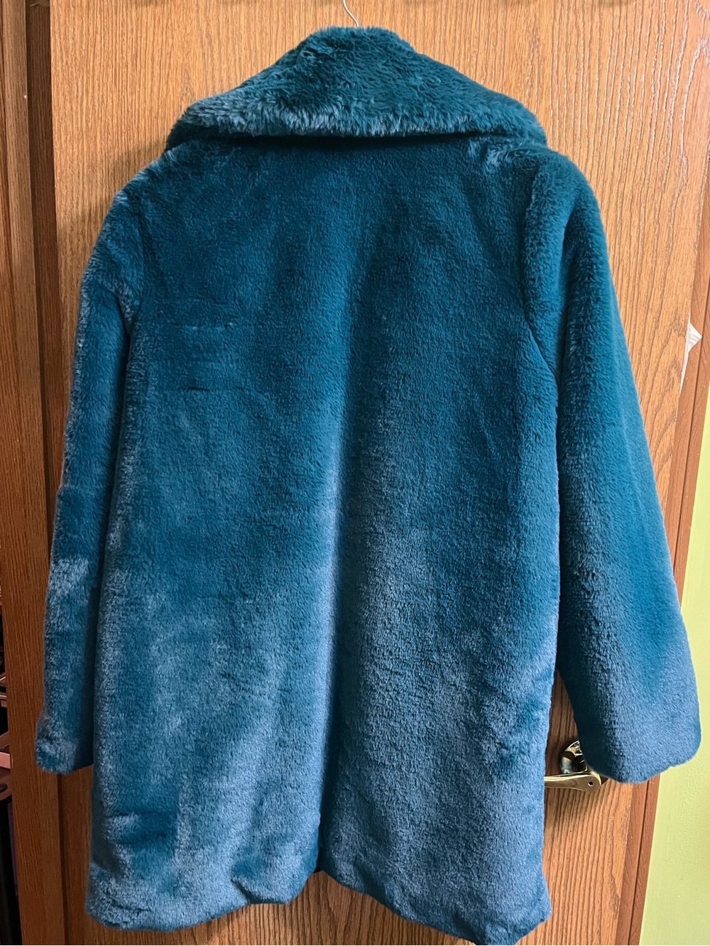 Christian Siriano Plush Faux-Fur Coat - Teal Blue - Picture 3 of 4